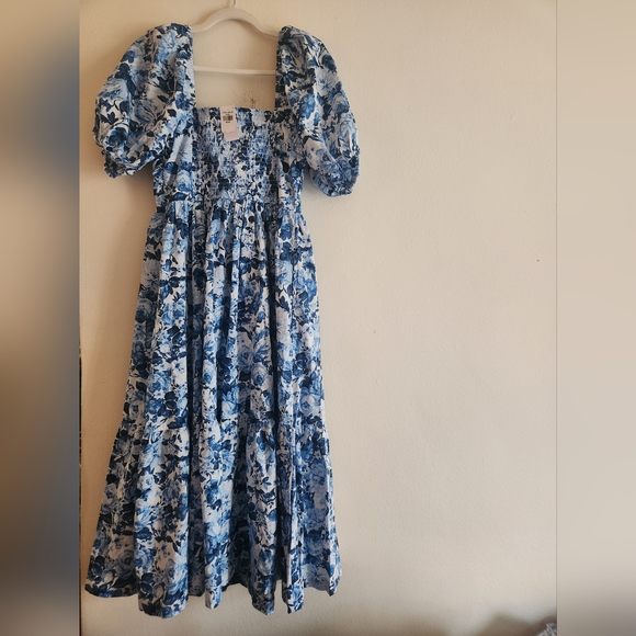 NO LOW BALLING!Abercrombie Emerson Floral Poplin Puff Sleeves Midi Dress NWT - Picture 3 of 11